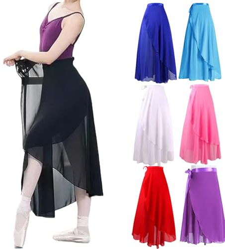 MUNAFIE Ballett Rock Damen Chiffon Wickelrock Ballett Kleidung Tanz Röcke für Mädchen schwarzer Rock