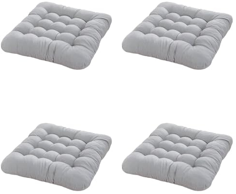 Factorys 4er Set Sitzkissen Stuhlkissen 40x40cm für Indoor und Outdoor aus Baumwolle Stuhlauflage Bodenkissen Stuhl Polster Kissen eckig (Grau)