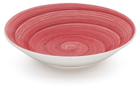 Memento Table Set 6 piatti Fondi 23 cm in ceramica Made in Italy, dipinti a mano (Purple, Fondi)