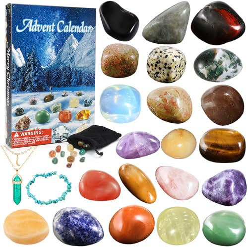 Aitsite Adventskalender 2024 Kinder, 24 Tage Adventskalender Cystals, Adventskalender Edelsteine Erwachsene, Weihnachtskalender Steine für Familie und Freunde Weihnachtsgeschenke