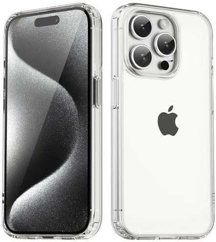 TIIXXA Matte Case for iPhone 15 Pro Case 6.1-Inch, Shockproof Drop Protection, Frosted Translucent Back Phone Cover, Anti-Fingerprint (Clear)