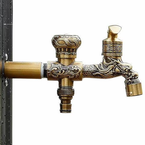 SXWYLZ Robinet Double Jardin Exterieur Double Robinet Laiton Exterieur Jardin Bronze Rallonge Robinet Exterieur Robinet de Jardin Double Sortie entrée Mâle 1/2,21,5 Cm