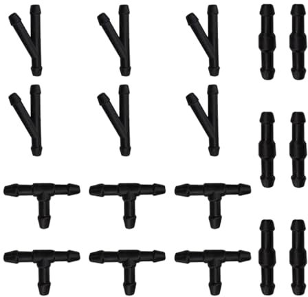 18pcs Kit de Tuyau Essuie Glace Tuyau Lave Glace 4mm Connecteurs Buse d'Essuie-Glace Universel Forme T Droit Y Accessoire Raccord de Tuyau pour Pare-Brise Voitures Noir Connecteurs Buse d'Essuie-Glace