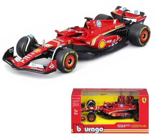 Bburago 1/43 - SF-24 per Scuderia Ferrari F1 Team SF24 Signature Die Cast Adulti Modello Espositore F1 GP 2024 Collezione - #16 Charles Leclerc
