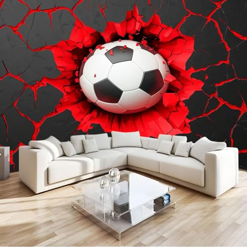 Fußball-Crack Rot Fototapete, Fototapeten Wandbild Motivtapeten Vlies-Tapeten Moderne Wandtapete Wand Schlafzimmer Wohnzimmer Dekoration 350x256 cm