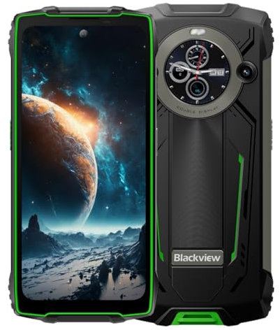 Blackview BV8200 Outdoor Smartphone, 170-Lumen-Taschenlampe, Doppel-Bildschirm, Helio G100 36GB+256GB, 6,5'' 120Hz 2.4K FHD+, 50MP Kamera, IP68 Android 14 Robustes Handy ohne Vertrag, NFC Grün