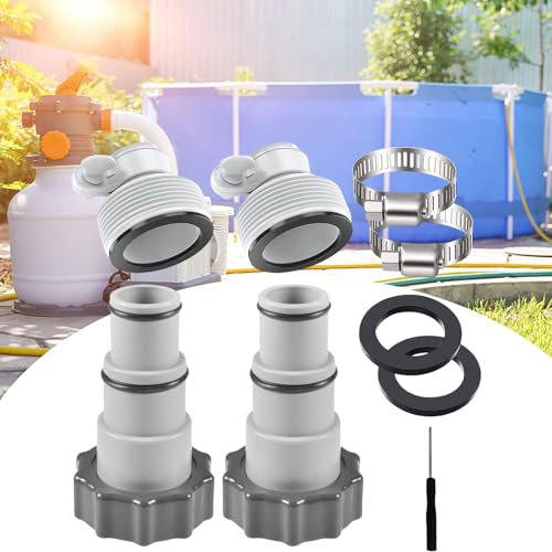 POPUBBY Set di adattatori per tubo flessibile per piscina, da utilizzare con diametro di 32 e 38 mm, adattatore tubo flessibile Bestway Intex 38 mm con dado adattatore per pompa
