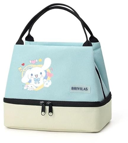 Hemasa Bolsa de almuerzo con aislamiento térmico de Hello Kitty, color azul, bolsa de almacenamiento, bolsa térmica plegable para oficina y escuela (azul -B)