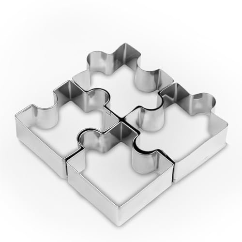 Lot de 4 emporte-pièces en forme de puzzle en acier inoxydable pour décoration de gâteaux