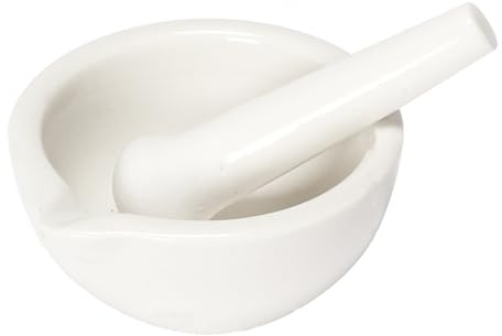 Bustlwor Mortero Cerámico, Kit De Mortero Y Mano de Porcelana, Mortero de Mortero de Porcelana, para Triturar Ajo, Pimienta, Perejil, Especias (Blanco)