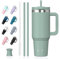 Watersy Bouteille Isotherme Inoxydable 1,2 L avec 2 Pailles, Gobelet à Café anti-Fuite, Isotherme Sous vide avec Couvercle à vis sans BPA, Gourde Rafraîchissante Pendant 12 Heures, Vert Rétro