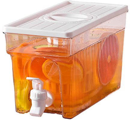 Plastic Juice Dispenser Fridge Jug 3L Drink Dispenser with Faucet Cold Kettle with Tap Drink Containers for Kitchen Home Party White..