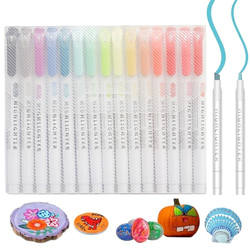 SWRCEYJH 15 Farben Textmarkers Pastell Highlighter Pen, Doppelendige Textmarker, Aesthetic Pastell Textmarker Set von Tagebuch oder Notizbuch in Schule, Büro