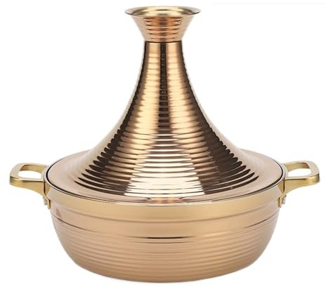 Tajine marocain pour la Cuisson, Trois Couches d'acier avec Couvercle Conique, Convient pour l'hôtel, Le Restaurant et la Maison, Compatible avec Les plaques de Cuisson à Induction (Couleur