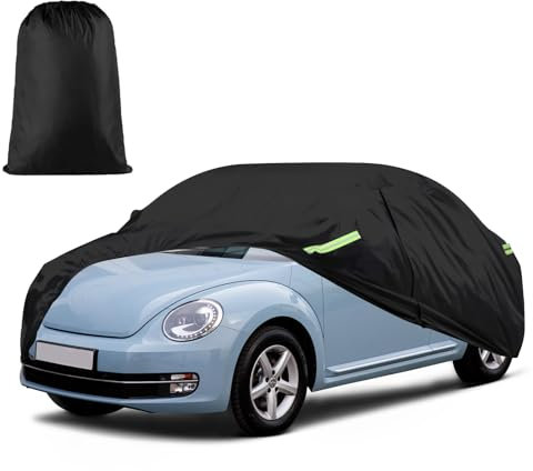 Autoplane Wasserdicht Atmungsaktiv, Wasserdichte Autoabdeckung kompatibel mit VW Beetle 1960-2023, 5 Schichten Vollgarage Autoabdeckung für Vollgarage Regen Sonne Staub UV Schutz mit Reißverschlusstür