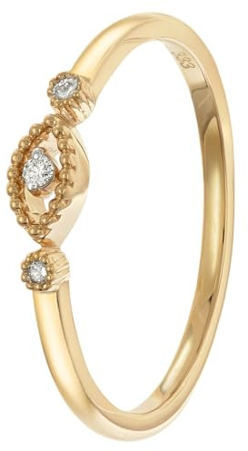 GLIZZ Diamantring für Damen Gold 333/8K elegantes Schmuckstück für Frauen, zauberhaftes Accessoire GL8698-54 Ringgröße 54/17,2