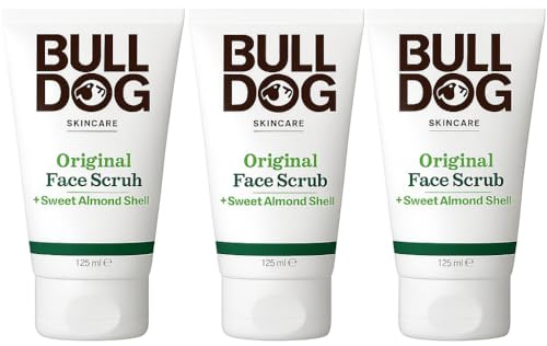 BULLDOG SKINCARE - Original Face Scrub For Men Exfoliating Almond Shell Scrub 125ml x 3 Pack