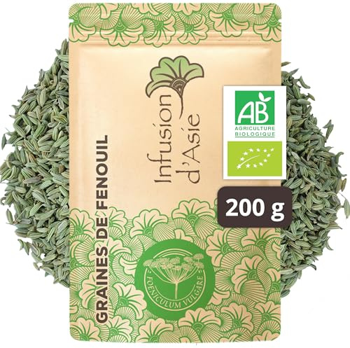 Khla - Graines de Fenouil Bio 200 g - Pour Tisane & Infusion Après Repas - Digestion & Vitalité - Chaude ou Glacée - Anti-Ballonnements - Sachet Vrac - Riche en Antioxydants - Origine Égypte