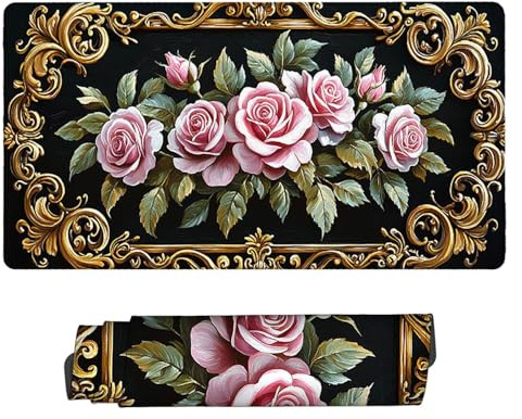 Gaming Mauspad 1200 x 600 mm XXL Gaming Mousepad Verlängertes Großes Mauspad Schreibtischauflage, Genähte Kanten Mousepad, Rutschfeste Gummibasis, Schreibtisch Schutz für Home Office (Rose Rosa) Z-592