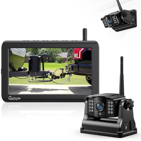 eRapta 5“ LCD Kabellos Digital Rückfahrkamera Set mit 1080P Monitor | 9600mAh Akku 2 Mins DIY Installation, IP69K Wasserdicht Rückfahrkameras für Auto, LKW, Van, SUV, Wohnmobil