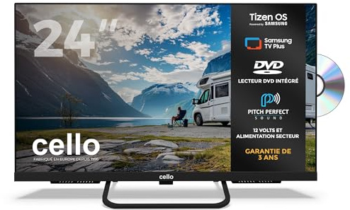 Cello Ctrav-24TZF 24 Tizen OS Smart LED 12V Traveller TV/DVD, Samsung, Pitch Perfect Speakers, Netflix, Prime Video, Bluetooth, HDMI, USB, UK Made, Motorhomes, 2026