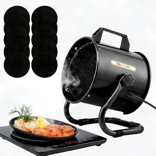 Tragbare Dunstabzugshaube mit 9 Aktivkohlefiltern, starke Saugkraft, Küchenabluftventilator für Innengrill, Hot Pot, RV & Desktop Kochen Schwarz