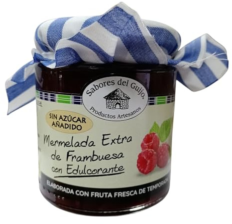 Mermelada de Frambuesa Sin Azúcar 280g | Artesana Gourmet | Sabor Natural de la Fruta | Textura Cremosa | Ideal para Dietas Bajas en Azúcar y Desayunos Saludables