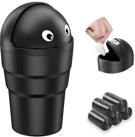 GGTTNRT Car Bin with Trash Bags, Cute Mini Car Trash Can with Lid | Waterproof Car Bin for Cup Holder & Side Door,Vehicle Garbage Can for Front/Back Seat for Vehicle,Van,Office and Home Use