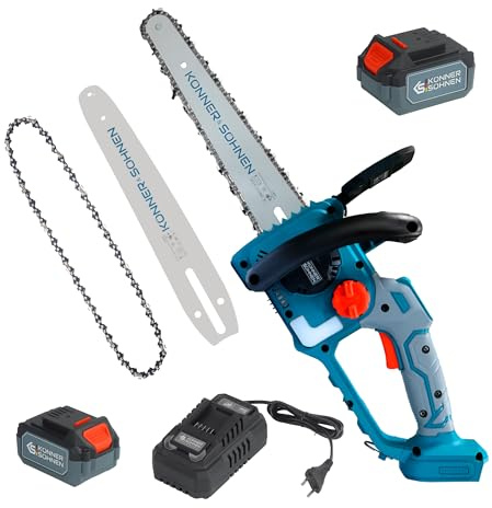 K&S Könner&Söhnen KS MCS20V-12 SET PLUS Akkusäge mit 12-Zoll-Schwert (30 cm) und 10 m/s Kettengeschwindigkeit,20V-Akkuladegerät sowie 2 Schwerter und 2 Ketten à 12″+Akku KS 20V4-1 als Geschenk!