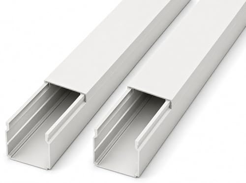 Großer Kabelkanal 40x40 mm Weiß 2x2 m (4 m) PVC Elektro Installationskanal breit für Wand Aufputz innen außen – für Dicke Kabel