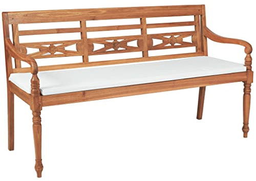 vidaXL Batavia Gartenbank mit Polstern 150 cm Teak