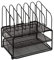 Amtido Letter Tray Desk Organiser 2 Tier with 5 File Folder Holder Slots – Suitable for Home or Office Paper Document and Stationery Organisation - Metal Mesh - Black
