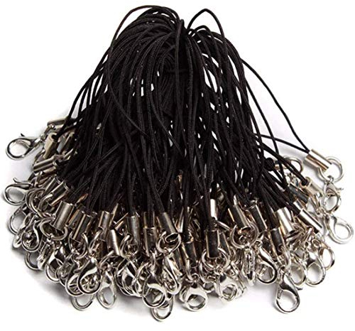 YEFAF DIY Handyanhänger, 100 Stücke Karabinerverschluss Handy Lanyard für selbstgebastelte Schlüsselanhänger DIY Schmuck Zubehör zum Basteln bestens geeignet (Schwarz)