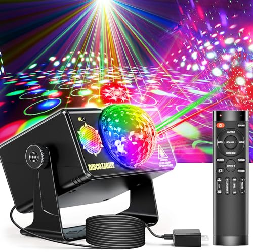 OIEZISRO Party Lights, DJ Disco Light Disco Ball Light Sound Activated Strobe Stage Lights for Parties Birthday Christmas Gift Wedding Karaoke Bar Club Pub Dance Home Living Room Halloween Decorations