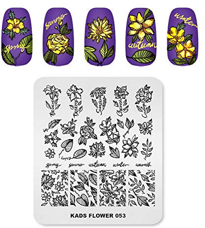 KADS Nail Stamping Plate Rose Flower & Banana Leaf Schablone Bild Design Platten für Nail Art Dekoration und DIY Nail Art (FL053)