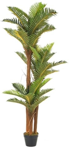 LOLAhome - Planta Artificial Tipo Palmera Verde de 150 cm con Maceta incluida. Decoración Tropical con 36 Hojas de Aspecto Realista. Sin Mantenimiento, Ideal para Salones.