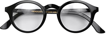 LONDON MOLE® „Graduate“-Lesebrille – coole runde Brille für Männer und Frauen, entworfen für Stil, Komfort und Haltbarkeit – Schwarz glänzend – Vergrößerung + 2.0