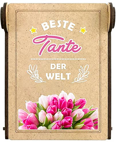 Candle IN THE BOX beste Tante der Welt, Kerze mit Spruch, persönliche Geschenkidee zum Geburtstag, Danke Geschenk Frauen