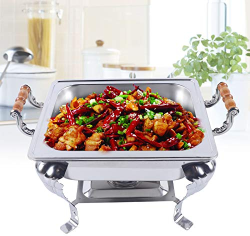 KenSyuInt Chafing Dish Warmhaltebehälter Suppenwärmer Edelstahl Chafing Dishes Speisenwärmer für Catering Buffet und Party Edelstahl Chafing Dish Buffet Chafer Set Partys Bankette Catering-Events