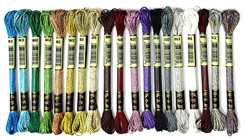 19 StüCke Metallisch Stickgarn, Mehrfarbiges Stickgarn, Glitzer Stickgarn, Kreuz Stich Garn