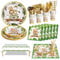 Nkaiso Vajilla de Fiesta 161 Piezas Jungle Animals Party Vajilla Decoraciones Cumpleaños de Niños Set de Juego de Platos Cubiertos Vasos y servilletas reutilizable Cubiertos -20 Invitados