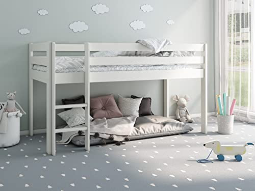 Noomi Nora Solid Wood Mid Sleeper Frame - White
