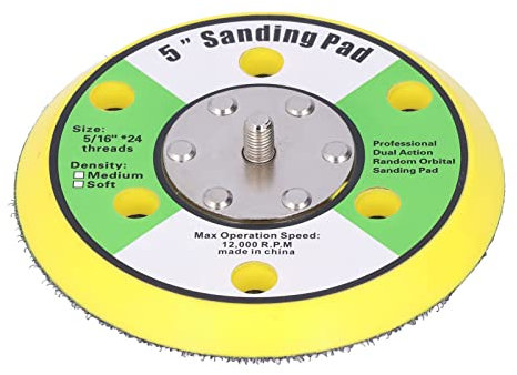 Patin de Ponçage 5po, Loop PU Backing Plate 5 Papier Abrasif Pneumatique 5 16‑24 Crochet et Machine à Polir Ponceuse Pneumatique Tampon 12000RPM