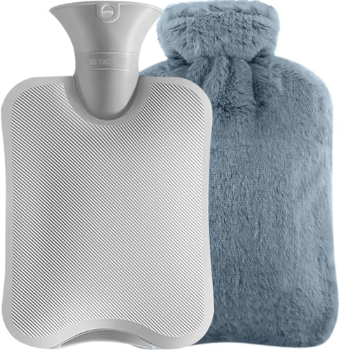 BIAOQINBO Bolsa de Agua Caliente, 2L/3L Bolsas Agua Caliente con Extraíble Lavable Funda, Hot Water Bag, Mantenerse Caliente en Invierno, para Aliviar el Dolor de Espalda y Cintura - Gris (3L)