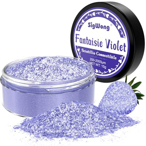 Paillettes Comestibles, 15g Colorant Alimentaire Poudre Alimentaires pour Un Cocktail, Paillettes À Boire pour Liqueur, Vin, Champagne D'halloween-Violet Fantaisie