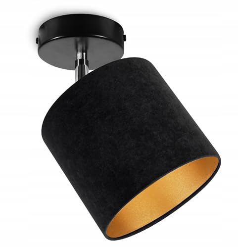 Light-Home Deckenbeleuchtung - Lampen Deckenlampen Milan Sammlung - Deckenlampe Industrial aus Metall und Stoff - Wandlampen 1-Flammig - Durchmesser 15cm - Schwarz mit Schwarz