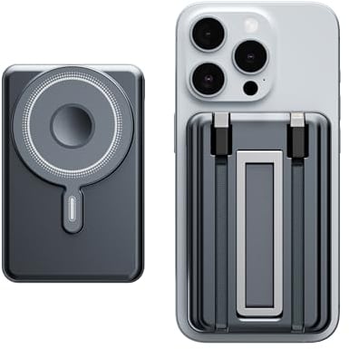 Eazpower Magsafe Powerbank Apple, Power Bank iPhone Magsafe 10,000mAh mit Integriertem USB-C Kabel, Wireless Magnetische Powerbank 20W PD Schnellladen für iPhone Apple Watch Airpods