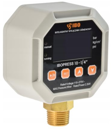 IBOPRESS 10-1/4 elektronischer Druckschalter zur Steuerung von Pumpen mit Überlast und Trockenlaufschutz | Pumpensteurung | LCD Display | für Pumpen bis 2,2 kW| Druckbereich bis zu 10 Bar