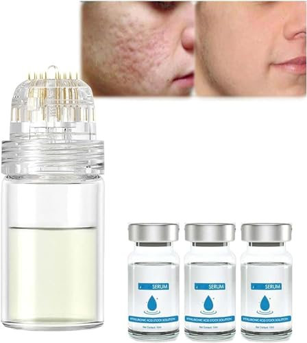 Système de micro-perfusion pour les lèvres, micro système pour le visage, système facial avec sérum, rouleau de microfléchettes à l'acide hyaluronique Pockmarksheal, sérum pour peau lisse (3 pièces)