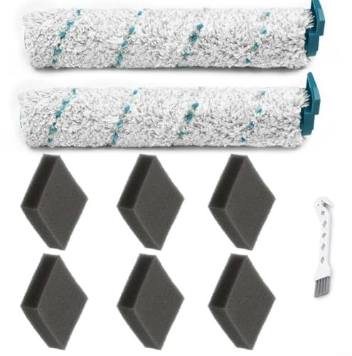Staubsauger-Ersatzteil-Set, 2 Bürstenwalzen, 6 Filterschwämme, 1 Reinigungsbürste für Leifheit Akku-Saugwischer Regulus Aqua PowerVac Nass-Saug- Reiniger